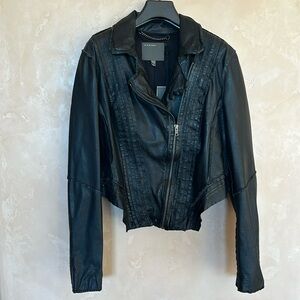 NWT  black leather ‘MUUBAA’ jacket size US 10 EU 12